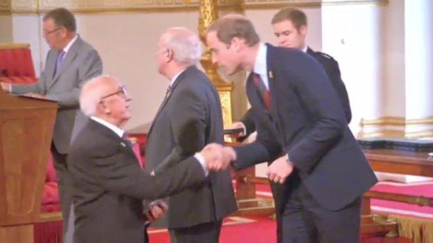 Harry Hardy received a medal from Prince William, president of the FA