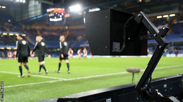 VAR monitor at Stamford Bridge