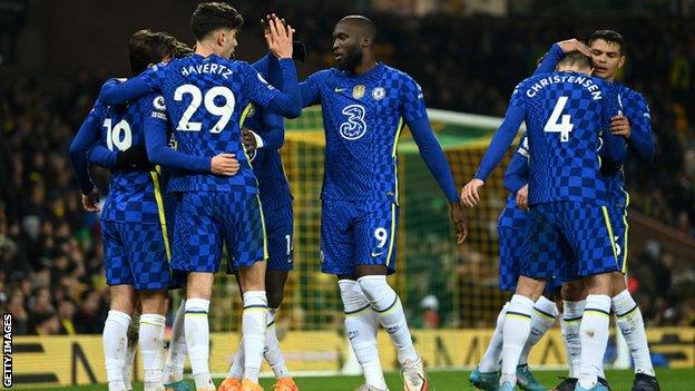 Chelsea celebrate against Norwich