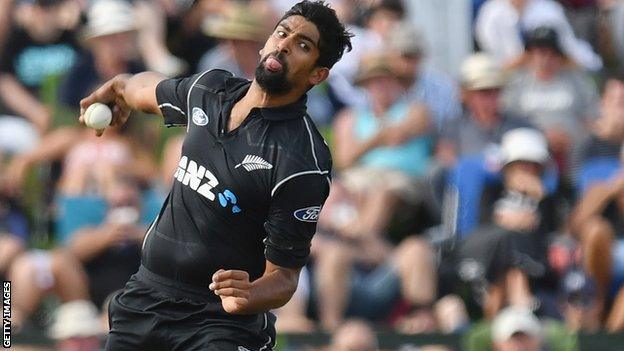 Ish Sodhi in action for New Zealand