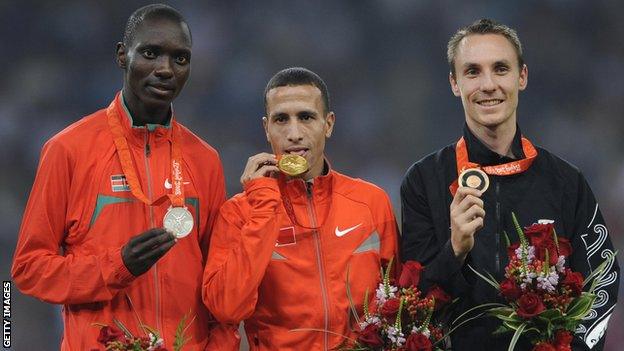 Asbel Kiprop on Beijing 2008 Olympic podium