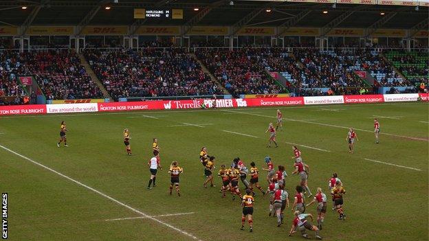 A general view of the crowd watching Harlequins Ladies against Richmond