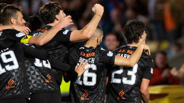 Ian Harkes (right) doubled Dundee United's lead before half-time