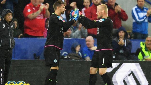 Kasper Schmeichel (right) and Ron-Robert Zieler