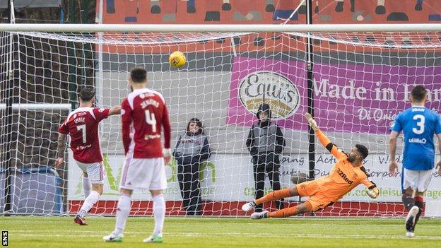 Hamilton's Dougie Imrie scores a penalty against Rangers