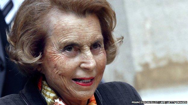 French Billionaire L'Oreal heiress Liliane Bettencourt leaving the Institut de France in Paris on 12 October 2011