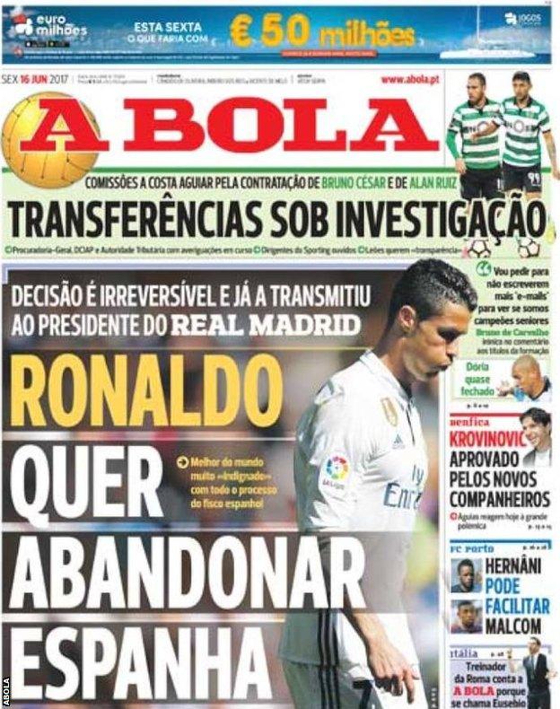 ABola Ronaldo back page