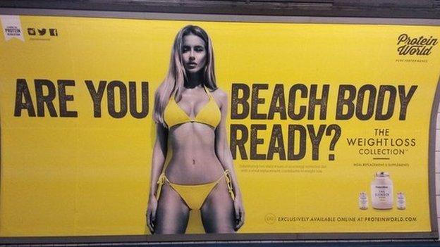 Protein World's advert, asking "Are you beach body ready?"