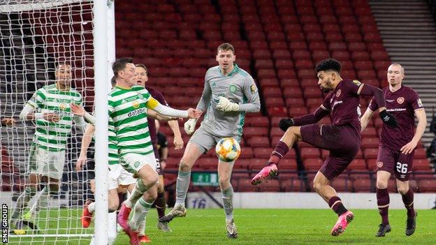 Josh Ginnelly scores in the Scottish Cup final against Celtic