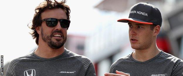 Fernando Alonso with team-mate Stoffel Vandoorne