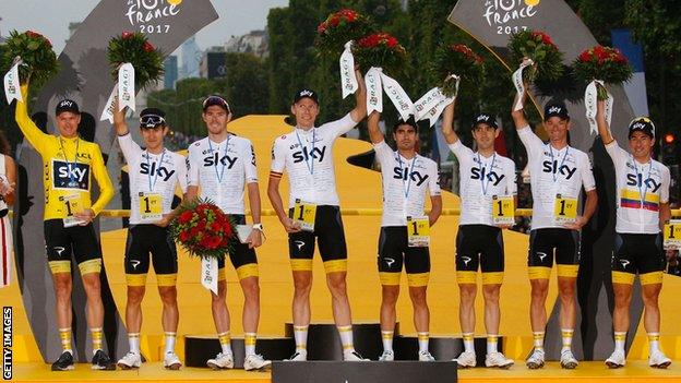 Team Sky on Tour de France podium in 2017