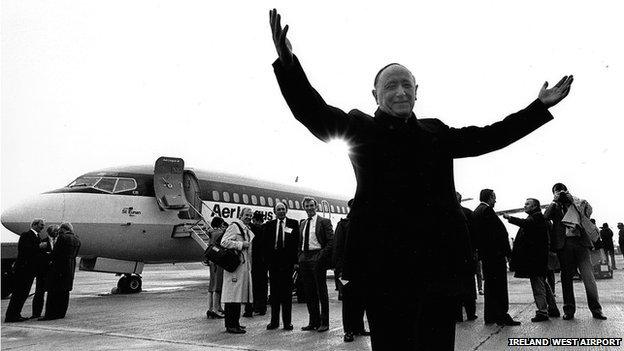 Monsignor James Horan before he boarded the first ever pilgrimage flight to Lourdes in August 1986