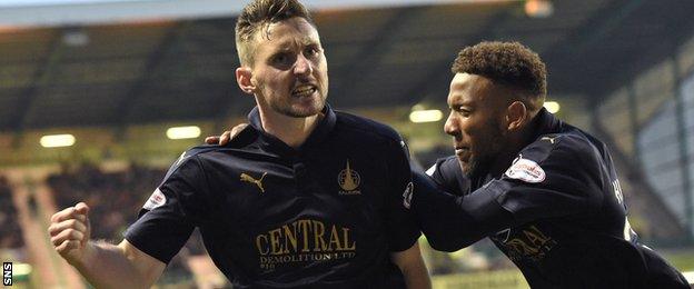 Falkirk's Bob McHugh (left) celebrates his equaliser