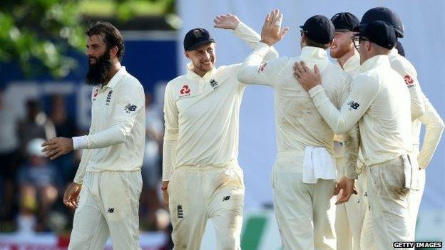 England celebrate wicket