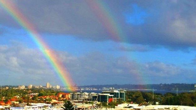 Double rainbow in Perth, Australia