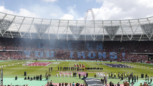 West Ham United's London Stadium before kick-off against Juventus