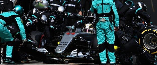 Lewis Hamilton in the pits