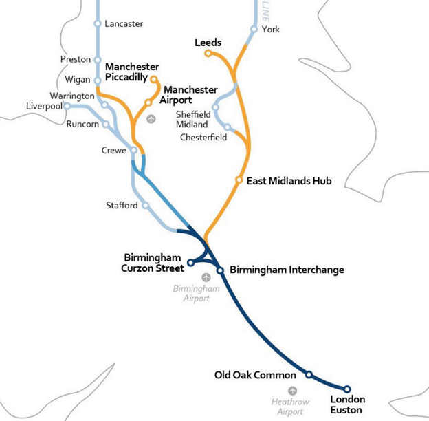 New map of confirmed route of HS2