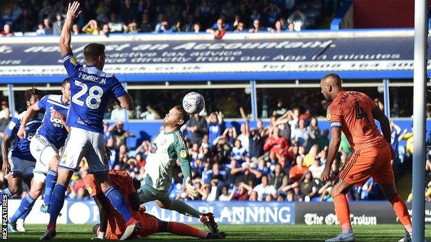 Birmingham City celebrate Lukas Jutkiewicz's equaliser