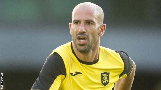 Hugo Faria in action for Livingston