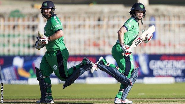 Paul Stirling (l) and William Porterfield (r) produced a 205-run stand for the opening wicket