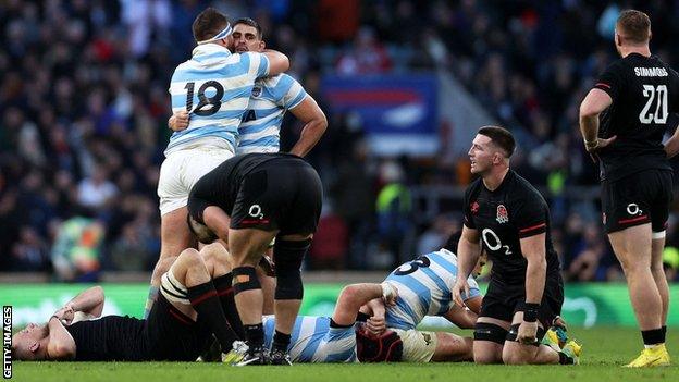 Argentina players celebrate victory