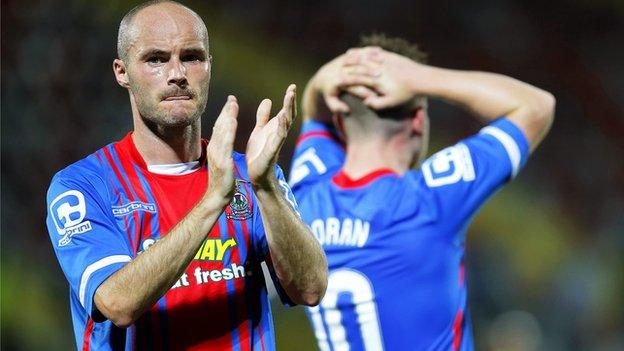 Caley Thistle's David Raven shows his disappointment