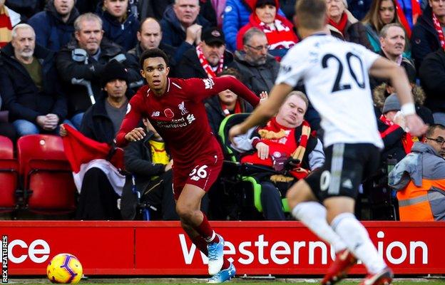 Trent Alexander-Arnold against Fulham