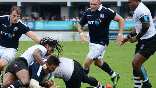 Scotland push for a try in Suva, Fiji