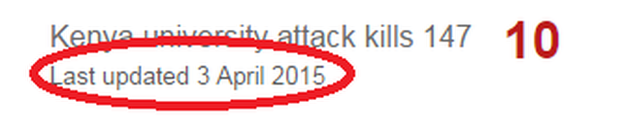 The date stamp on an older BBC News story - red circle added for emphasis