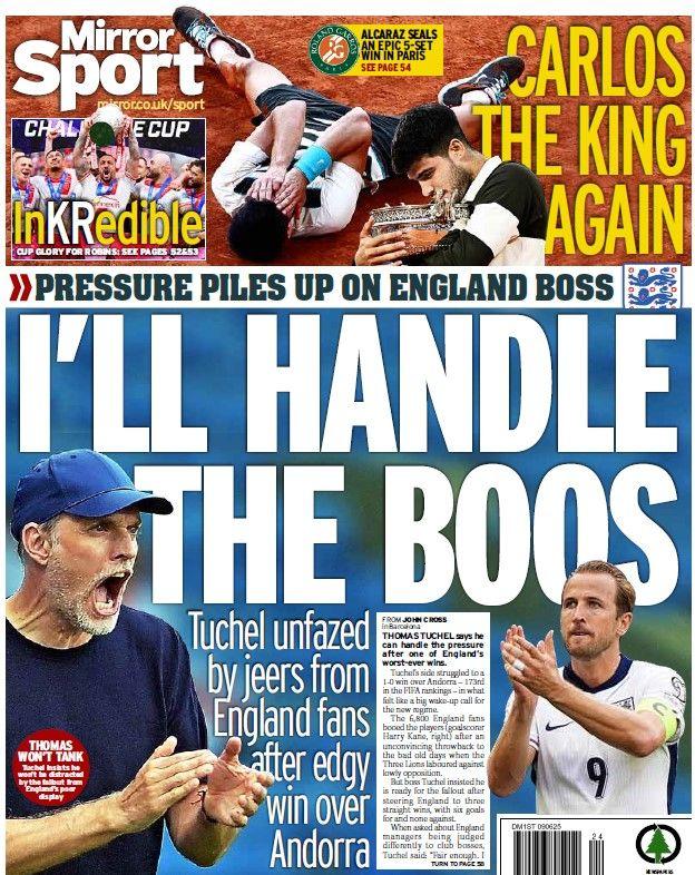 The back page of the Daily Mirror