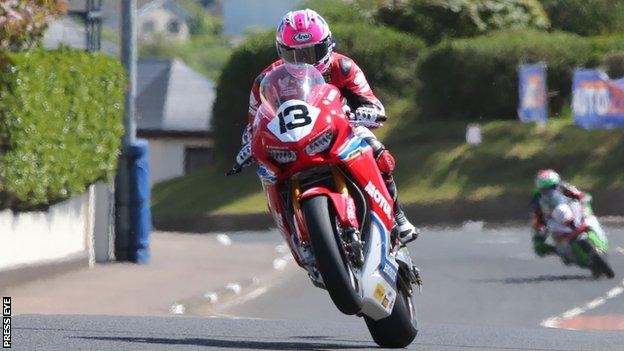 Lee Johnston on board his Honda Racing Fireblade at last year's North West 200