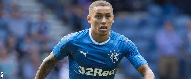 James Tavernier in action for Rangers in their friendly with Burnley