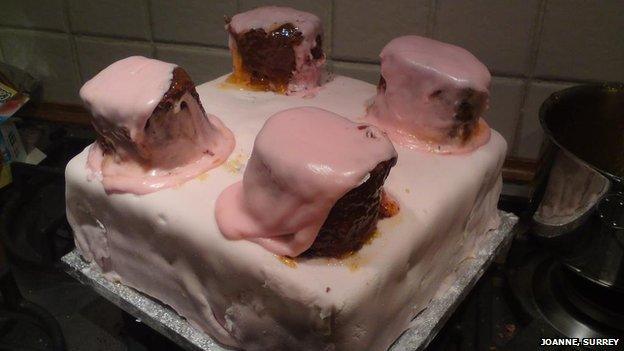 Soggy pink cake