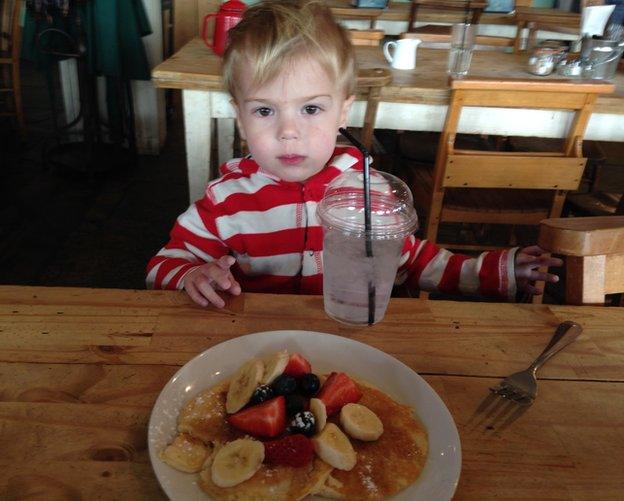 Sam with a large pancake