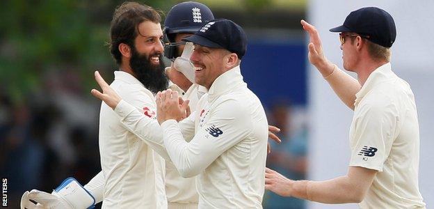 England celebrate a wicket in Galle