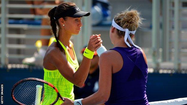 Vitalia Diatchenko (left) and Timea Bacsinszky