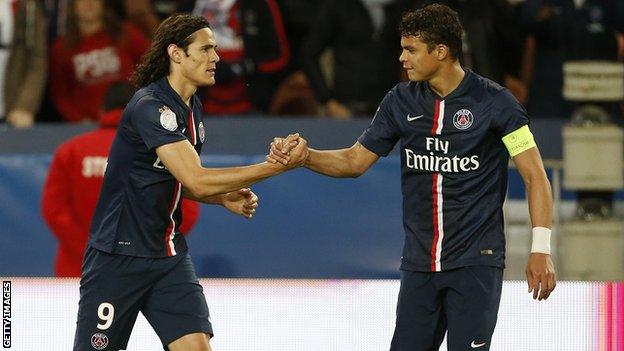 Edinson Cavani and Thiago Silva