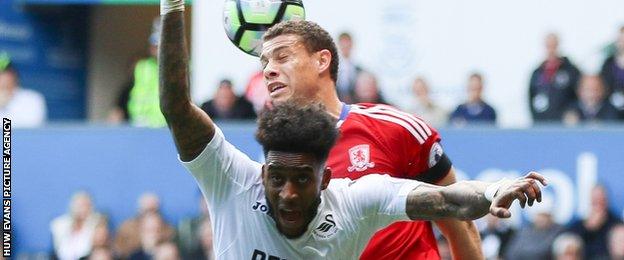 Swansea's Leroy Fer in action against Middlesbrough