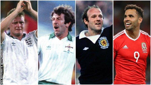 Paul Gascoigne, Gerry Armstrong, Archie Gemmill and Hal Robson-Kanu