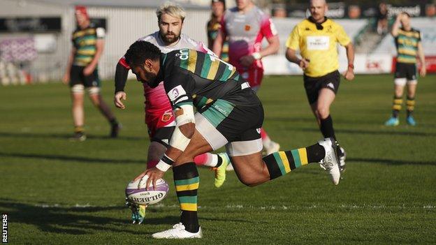 Wing Taqele Naiyaravoro was at the heart of Northampton's fightback