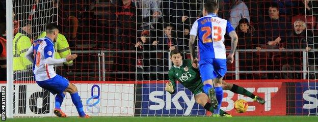 Ben Marshall sends Frank Fielding the wrong way from the penalty spot