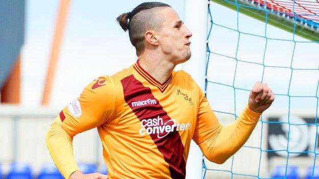 Motherwell's Wes Fletcher celebates scoring