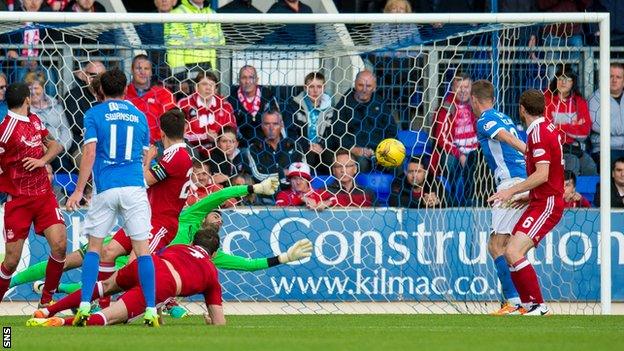 Danny Swanson (second left) had the best chance of the game with a volley