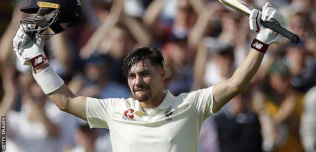 England opener Rory Burns celebrates his maiden Test century in the first Ashes Test against Australia at Edgbaston