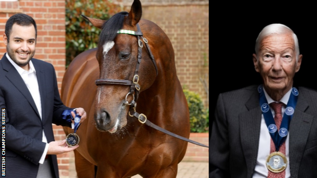 Sheikh Fahad with Frankel, and Lester Piggott