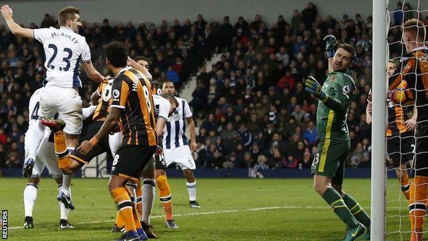 Gareth McAuley's header appeared to be kept out but the goalline decision system ruled it had crossed