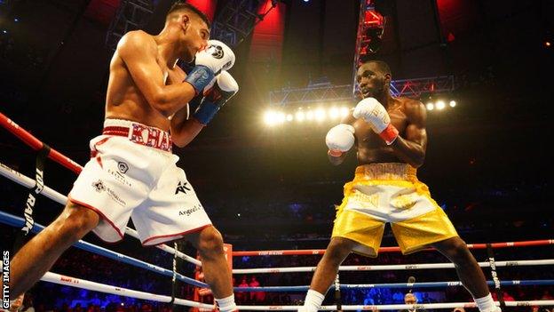 Amir Khan and Terence Crawford in the ring together