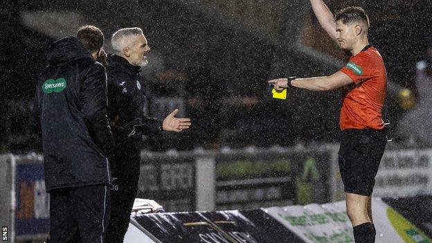 Jim Goodwin's celebrations at St Mirren's winner earned him a red card