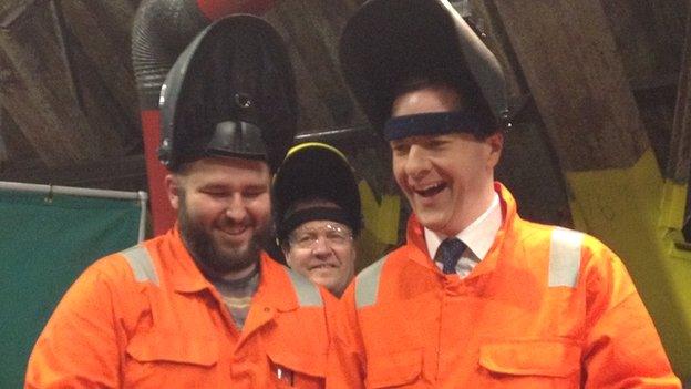 George Osborne at a factory in the Vale of Glamorgan